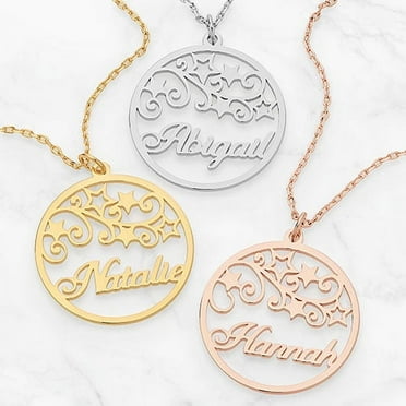 Personalized Planet Scrolling Stars Name Necklace ,Women's