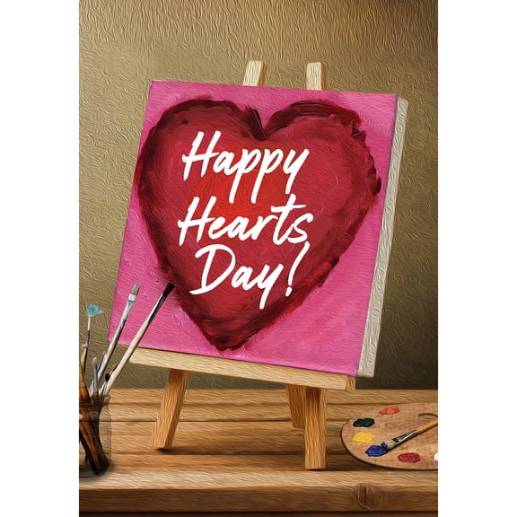 America Forever Flags Double Sided House Flag - Happy Hearts Day Painting - 28 x 40 Inches, Happy Valentine's Day Love Hearts House Flag, Seasonal Yard Outdoor Holiday Decorative Flag