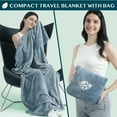 thumbnail image 3 of PAVILIA Travel Blanket and Pillow,  Arms Opening Airplane Blankets for Adults, Compact Plane Blanket with Arm Hole 2-in-1 Bag for Flight Car Camping Fit in Luggage Backpack Traveler Gift, Blue, 3 of 9