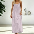 thumbnail image 3 of Gaexia Backless Cami Dresses for Women Cami Lounge Dress Backless Solid Color Sleeveless House Dress Long Sundress with Back Tie, 3 of 8