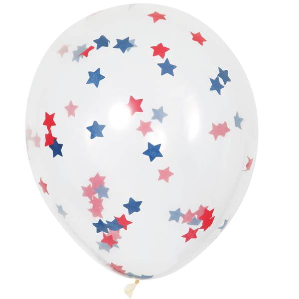 CLEAR BALLOONS WITH STAR CONFETTI