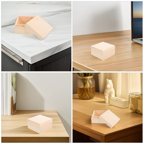 Dayesque 2-Pack Wooden Storage Boxes with Lids, Decorative Keepsake Chests for Jewelry, Crafts, Toys, Tools, Unfinished Wood Treasure Boxes