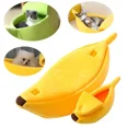 thumbnail image 2 of Cama cálida con forma de plátano para perros y gatos, cesta acogedora para cachorros y gatitos, cojín para perrera, colchoneta portátil para dormir para mascotas, suministros para gatos, 2 of 5