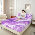 thumbnail image 4 of jejeloiu Abstract Fulid Artwork Bed Sheets,Modern Aesthetic Art King Sheets,Purple White Sheet Set For Girls Kids,Ultra Soft Home Decor,4pcs, 4 of 7