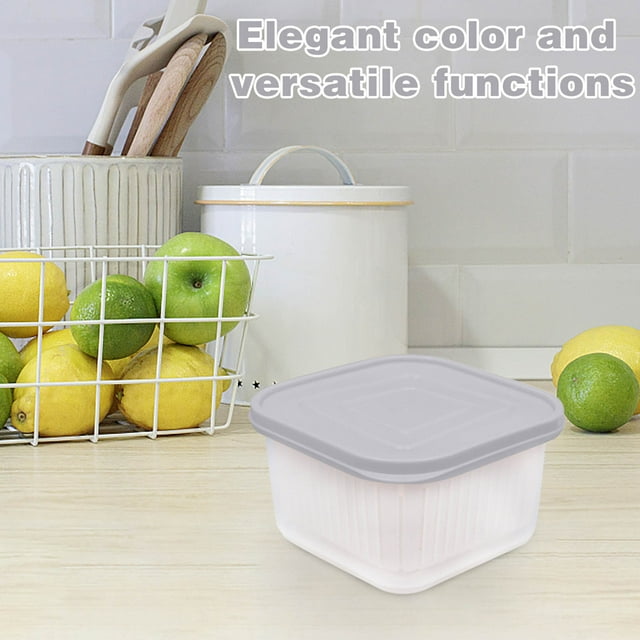 Xihbxyly Caja de Almacenamiento para Refrigerador, Organizador de Frutas y Verduras Frescas, Diseño Compacto, Material de Grado Alimenticio Sin Bpa, Fácil de Limpiar, Apilable, 13,5 X 13,5 X 7,6 Cm,