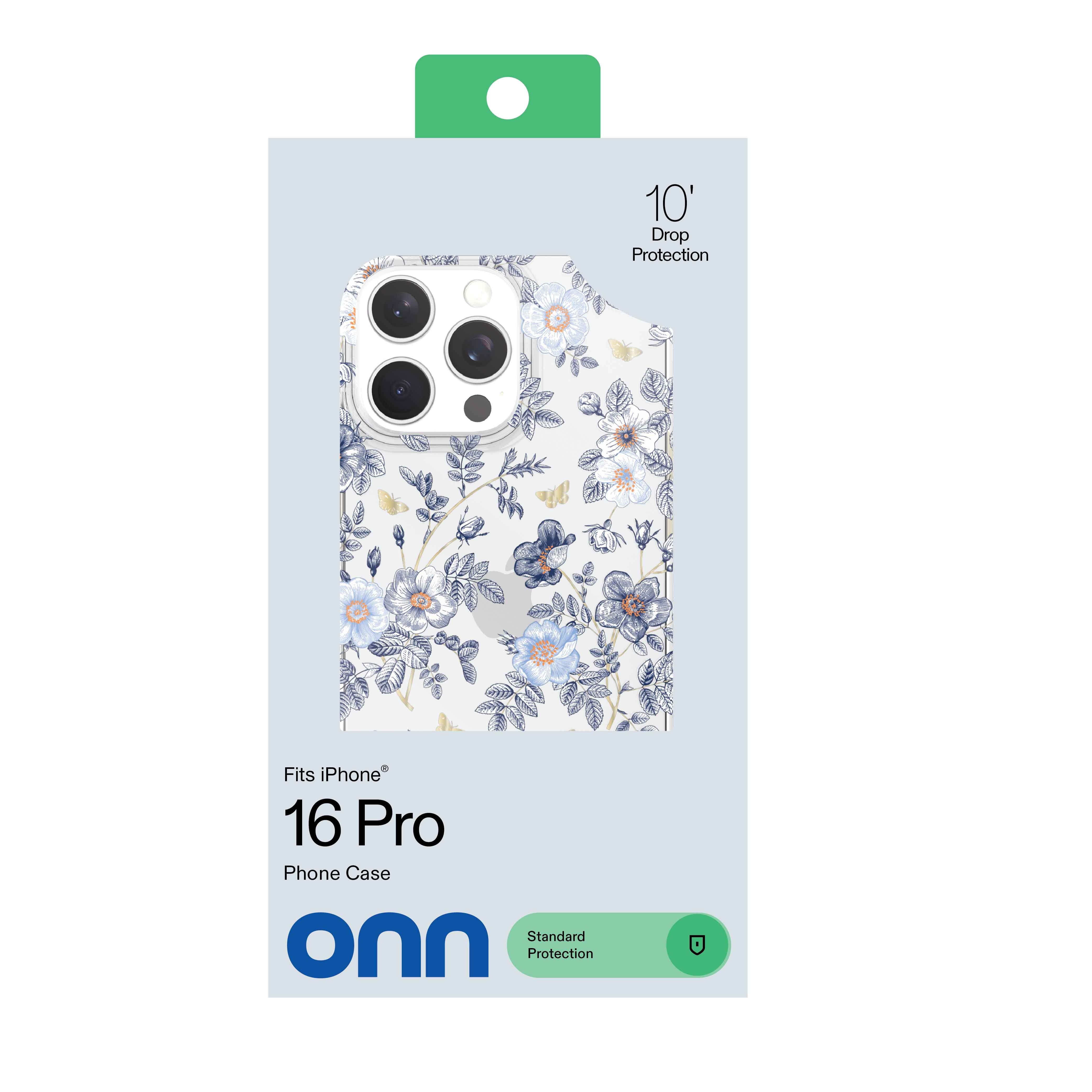 onn Blue Toile Phone Case for iPhone 16 Pro