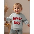 thumbnail image 4 of BemeyourBBs Toddler Baby Boy Girl Valentine Sweatshirts Outfit Lover Boy Embroidery Long Sleeve Stripes Pullovers Tops, 4 of 9