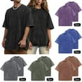 thumbnail image 4 of 2pcs Oversized Tshirts for Men Women Short Sleeve Vintage Washed Basic Loose Cotton Tees Couple Matching Top, 4 of 5