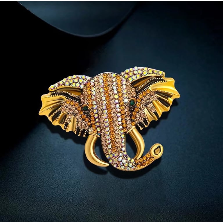 Vintage Big Cat Head Rhinestone Brooch Pin - Cartoon Animal Fashion Jewelry Gift For Women