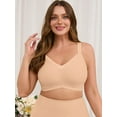 thumbnail image 2 of DEMOTIME Womens Plus Wireless Bras Comfortable No Underwire Adjustable Straps Bra Seamless Push Up Everyday Bras Beige L, 2 of 7