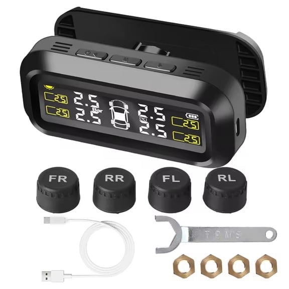 Tire Pressure Monitor System Temperature Warning  Save with 4 External Sensors Solar TPMS Car Tyre Pressure Monitor