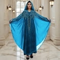 thumbnail image 5 of Long Sleeve Shirts for Women, Muslim Dress for Women Loose Batwing Sleeved Hooded Beaded Embroidery Long Abaya Dress Kaftan Abayas Islamic Robe, 5 of 5