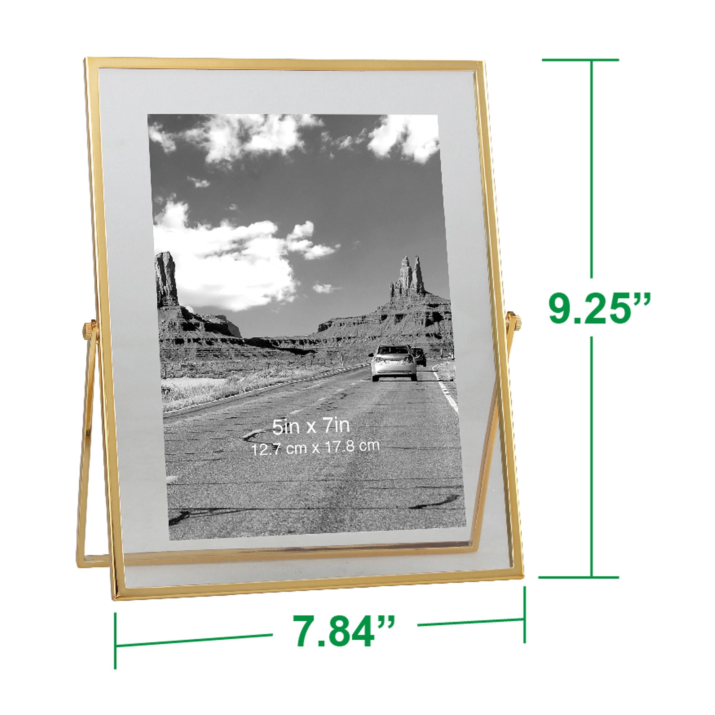 Better Homes & Gardens 5" x 7" Rectangle Metal Tabletop Floating Picture Frame, Gold