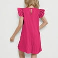 thumbnail image 5 of CYRBOKO Girls Summer Dresses, Flutter Sleeve Casual A-line Birthday Midi Dresses Hot Pink Size 8-9T, 5 of 9