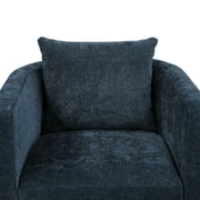 Comfort Pointe Sheldon Navy Blue Fabric Swivel Barrel Accent Chair