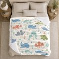 thumbnail image 5 of Whimsical Marine Life Parent-family Ocean, Playful Coastal Landscape Scene, Warm Flannel Blanket for Beach House and Living Room, Beach Lovers Housewarming Gift, Coastal Home Decor, 5 of 9