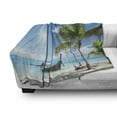 thumbnail image 3 of Palm Soft Flannel Fleece Throw Blanket, Exotic Summer Themed Image of Wooden Boat on Beach in Sunny Day Tropical Island, Cozy Plush for Indoor and Outdoor Use, 50" x 60", Multicolor, by Ambesonne, 3 of 6