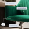 thumbnail image 3 of BELLEZE Upholstered Velvet Home Office Desk Chair with Swivel Wheels and Adjustable Height, Rolling Vanity Armchair - Alayah (Green), 3 of 7