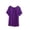 Purple, variant on Women's Model Ruffle Trim Short Sleeve Shirts Summer Loose Plain Pleated Crew Neck Tops Silver