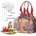 thumbnail image 4 of Pioneer Flower Drawstring Lunch Bag Women - Drawstring Lunch Bag Insulated for Work Office - Stain-Resistant Large Lunchbags for Women with Multi-Pockets, 4 of 6
