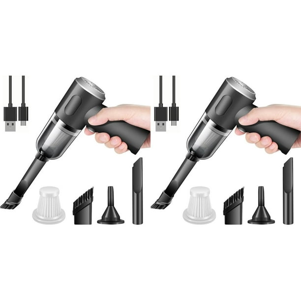 2X Aspiradora de Mano Inalámbrica para Coche, Miniaspiradora Doméstica Recargable de Alta Potencia, Aspiradora para Escritorio