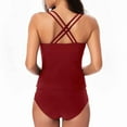 thumbnail image 6 of Lovskoo 2024 Women's Standard Multi-Strap Cross Back One Piece Swimsuit Vintage Halter Plunge Ruched High Waist Bikini Bottom Swimwear Burgundy-S, 6 of 9