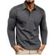 thumbnail image 2 of pstuiky Camisas casuales de manga larga para hombre, Camiseta deportiva informal, versátil y de color liso con botones y solapa de manga larga para hombre Tops casuales para hombres m, 2 of 6