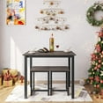 thumbnail image 2 of QRKD 3 Piece Dining Table Set - Kitchen Table & Chair Sets for 2 - Compact Table w/ 2 Stools & Space Saving Design for Dining Room Living Room Apartment Pub, Drift Brown, 2 of 18