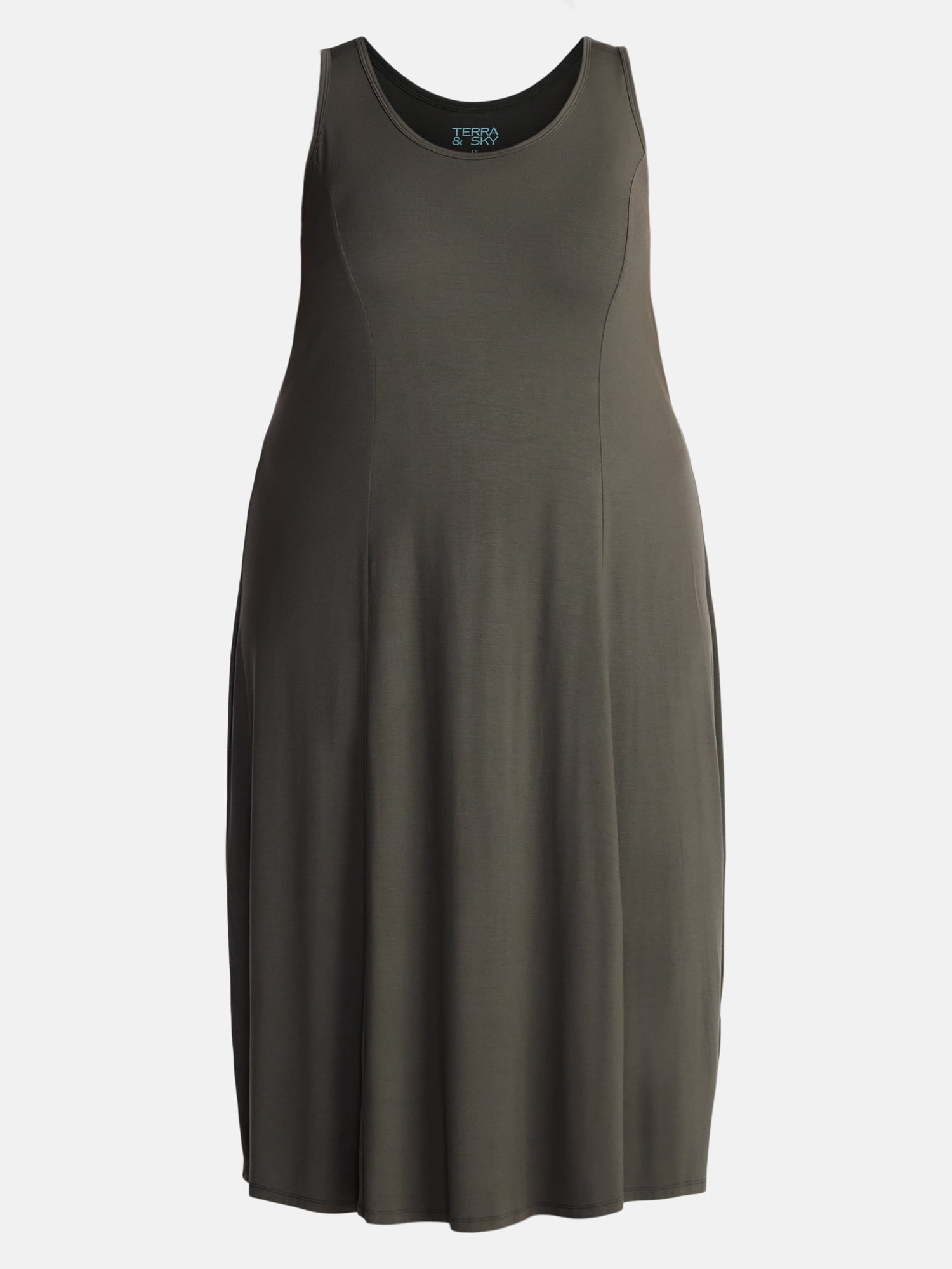 Terra & Sky Women’s Plus Low Scoop Neck Tank Dress, Sizes 0X-5X