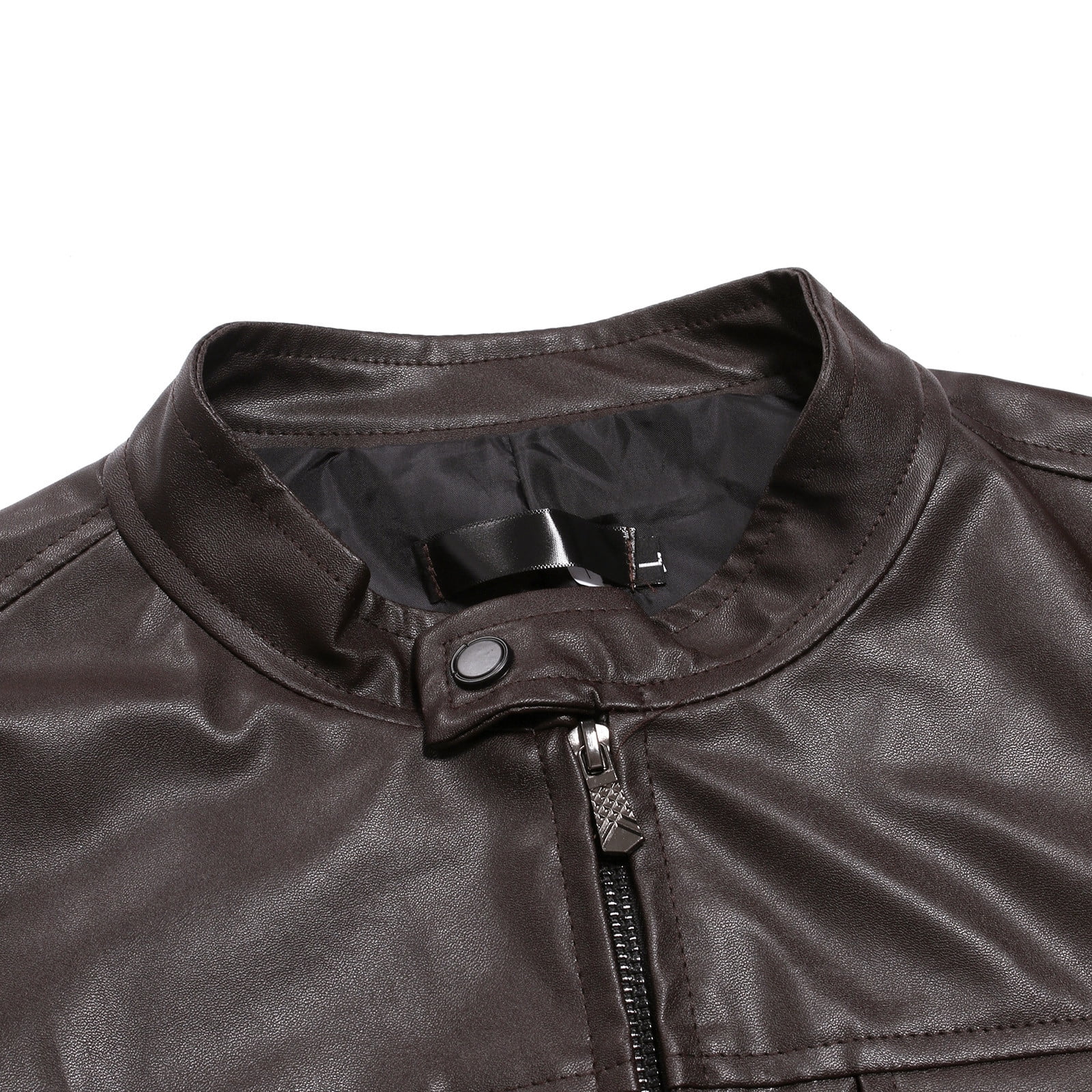 HWRETIE Men's Leather Plus Fleece Motorcycle Jacket Warm Winter Leather Coat Casual Outwear Stylish Protective Outerwear