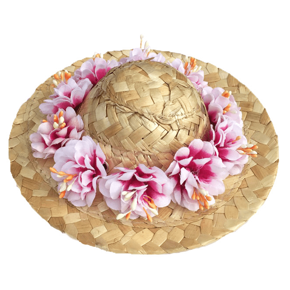 Chapeau De Paille Hawaii Adulte - 100% Paille - Style Vacances - Franges Naturelles