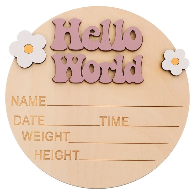 Baby Announcement Sign For Newborn Hello World Nursery Decor Sign Baby Milestone Sign