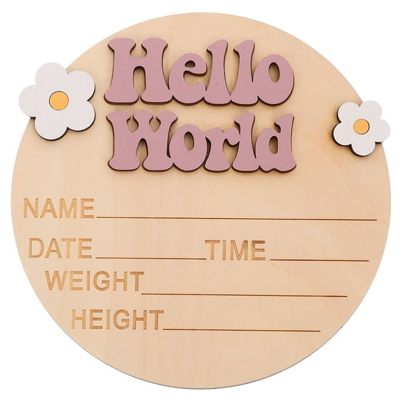 Baby Announcement Sign For Newborn Hello World Nursery Decor Sign Baby Milestone Sign