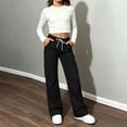 thumbnail image 5 of Cethrio Girls Cargo Pants, Elastic Waist Casual Multiple Pockets Relaxed Fit Straight-leg Pants Black Size 12-13T, 5 of 8