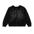thumbnail image 3 of Veste à Fermeture Éclair pour Femmes, Chandail à Capuchon à Imprimé Toile d'Araignée avec Strass, 3 of 6