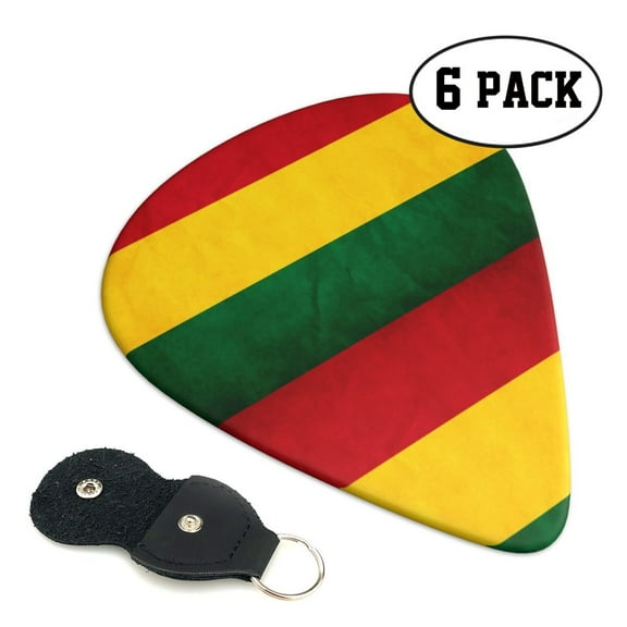 6pcs Set Retro Reggae-Rastafarian Flag Guitar Picks Plectrums for Bass Electric Guitar Acoustic Guitar Lovers Guitarists