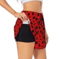 thumbnail image 2 of Haiem Ladybug Pattern Women's 2 in 1 Running Shorts - Lightweight Athletic Workout Gym Yoga Breathable Sports Shorts Liner with Phone Pockets-Large, 2 of 9