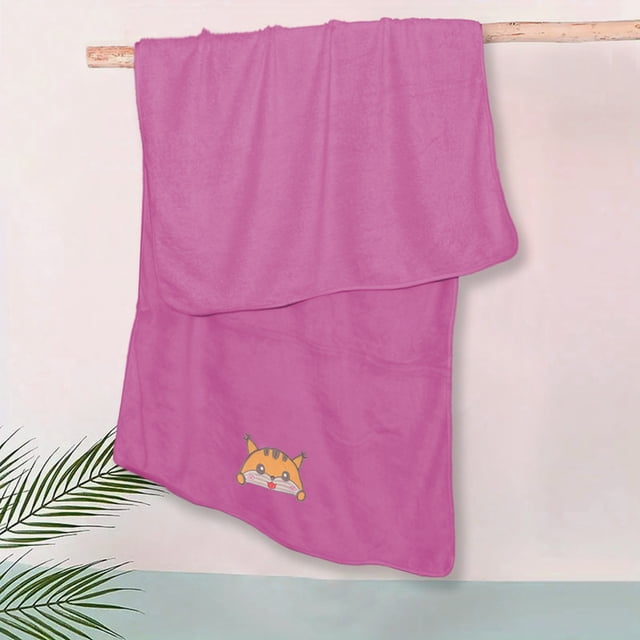 Toalla de baño para niños MELOCOTTON HOGAR Fucsia-Gato