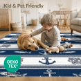 thumbnail image 4 of ODIKA 6'x9' Washable Area Rug Non-Slip, Easy Care, Nautical Bass Motif Stripe Border Lure Novelty Hooked Fishing Refined Structured for Family Room, Living Room, Master Bedroom, 4 of 7