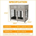 thumbnail image 3 of Dog Crate Furniture with 2 Drawer,39.4" Large Wooden Dog Kennel Crate End Table with Wheels,Dog Cage Dog House for Small/Medium/Large Dog,Sturdy Anti, 3 of 9