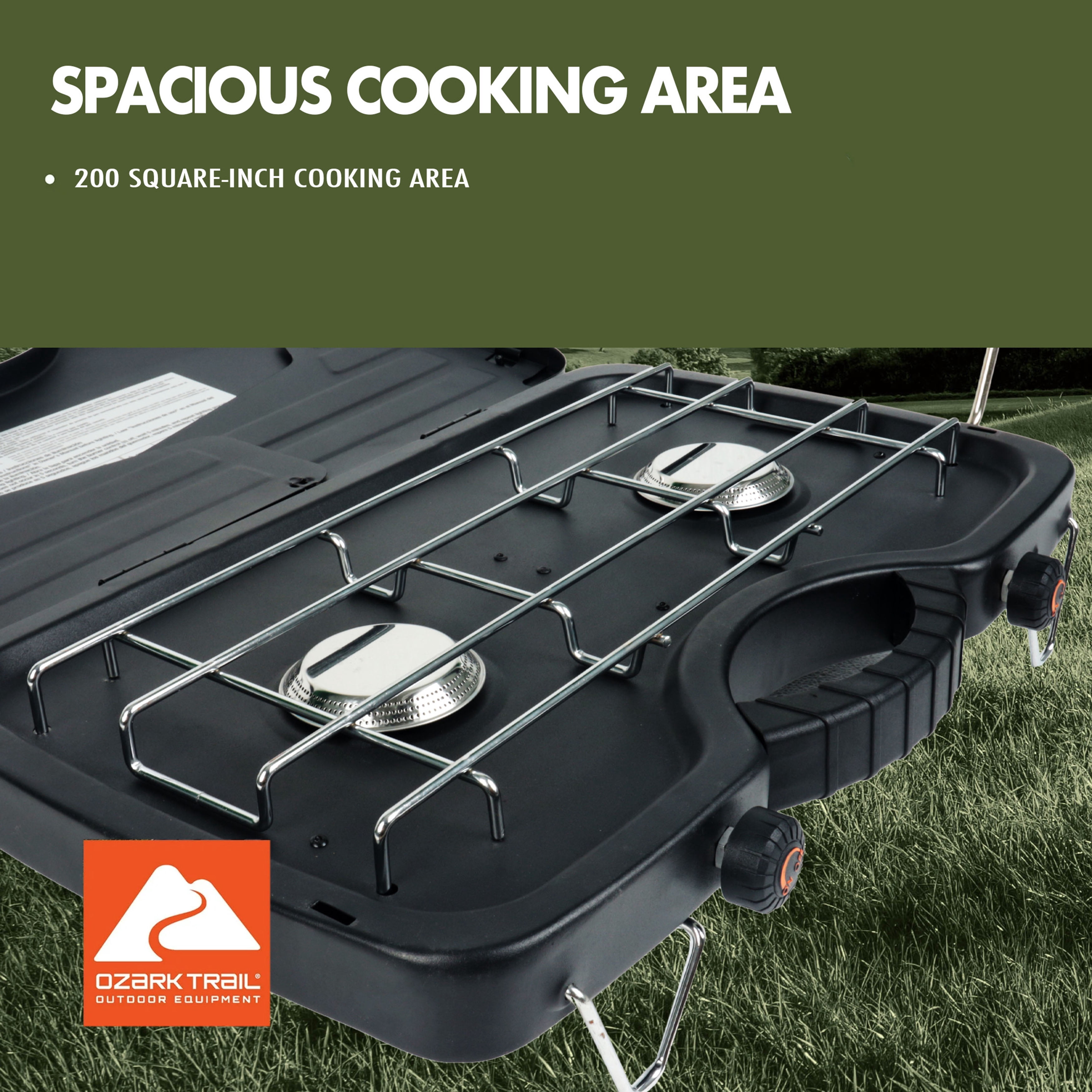 Ozark Trail 2-Burner Propane Gas Camping Stove, Black
