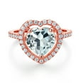 thumbnail image 2 of Gem Stone King 18K Rose Gold Plated Silver Ring Simulated Aquamarine Moissanite (3.69 Cttw), 2 of 4