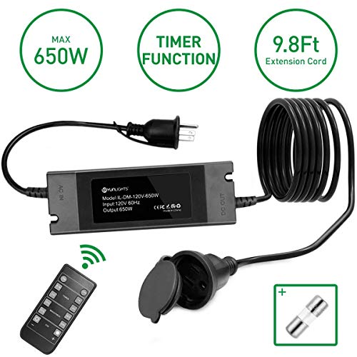 Outdoor Dimmer, 650W String Light Dimmer, Wireless RF Smart Plugin