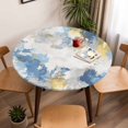 thumbnail image 5 of Modern Abstract Art Elastic Fitted Round Table Cover Blue Wash Painting Waterproof Outdoor Tablecloth for Holiday Party, Picnic, Patio & Dining Fits Tables Up to 55"-60", 5 of 8