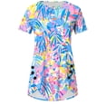 thumbnail image 3 of NSLGXD Womens T-shrits Trendy Round Neck Short Sleeve Shirts Button up Plus Size Graphic Tees Soft Holiday Tshirt Top S-2XL Purple Top, 3 of 5