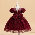 thumbnail image 3 of Flower Girls Embroidered Princess Dress Puff Sleeve Wedding Birthday Party Gown, 3 of 7