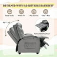 thumbnail image 4 of GLACER  Recliner, Velvet AdjustableToddler Lounge Chair w/Cup Holder, Footrest, Lumbar Support, Armrests, Side Pockets,  Recliner Chairs for Boys Girls Age 3+ (Gray), 4 of 9