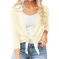 thumbnail image 2 of Womens Sheer Tie Knot Bolero Cardigan Summer Long Sleeve Lightweight Open Front Cover Up Crop Tops, 2 of 7