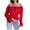 Red, variant on Sentmoon Womens Off Shoulder Blouse One Shoulder Short Sleeve Chiffon Tops Comfy Sexy Ruffle Plus Size Womens Tops Clothing 2025 Up to 40% Off