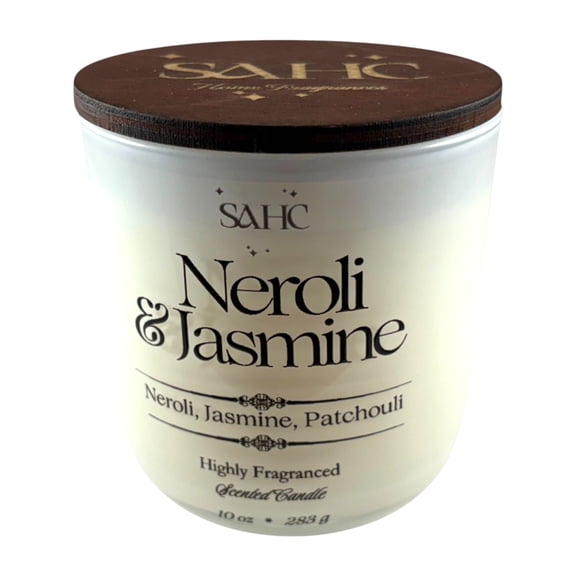 Neroli & Jasmine Scented Candle, Elegant White Floral Home Fragrance, Long-Lasting Gift for Her, Citrus Musk & Woods, 10 oz.